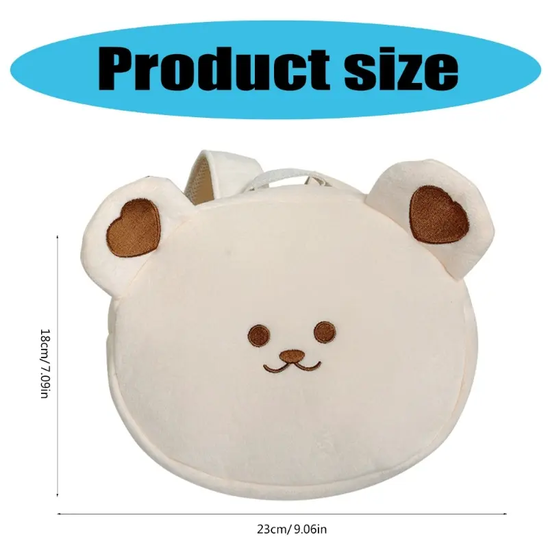 Kids Travel Bag Cartoon Pattern Baby Bag Plush Small Bags with Traction Rope Anti Lost Backpack for Girls Boys 1-5 Years