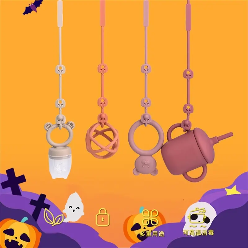 Pumpkin Pacifier Clip Toy Safety Straps Bottle Harness Straps Baby Pacifier Teether Straps for Stroller High Chair Crib
