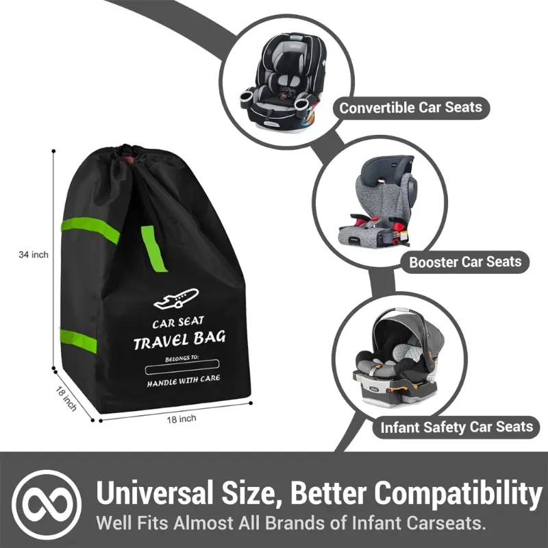Durability Carseat Gate Check Cover For Convertible Seats Travel Bag Portable Carry Pouches And Handle
