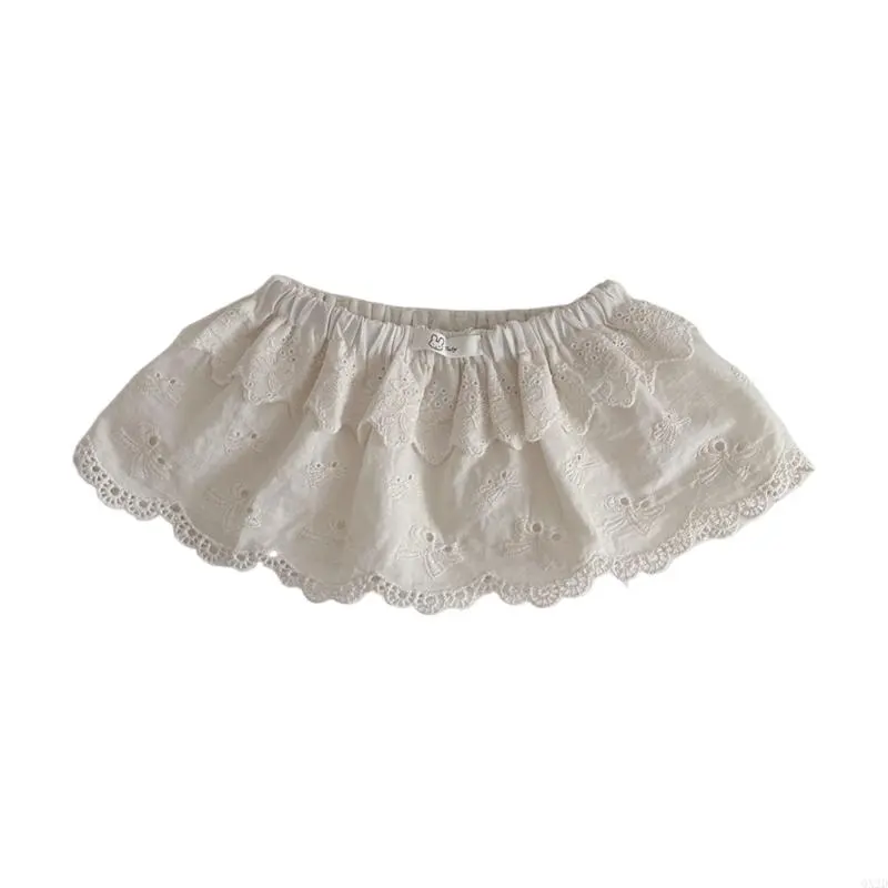 QX2D Lace Embroidered Skirt Cotton Costume Toddler Tulle Skirt Newborn Tulle Skirt