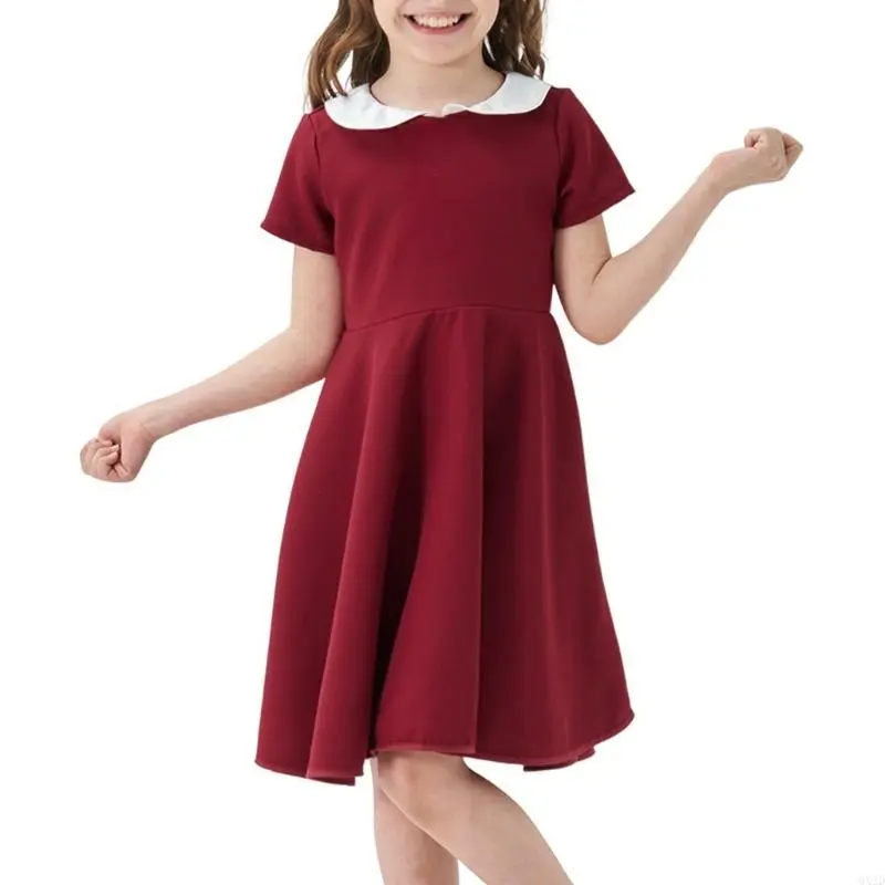 Stylish Infant Girls Short Sleeve Dress Soft Breathable Casual Wear Dresses for 2Y to 12Y Children Daily Wear Outfits