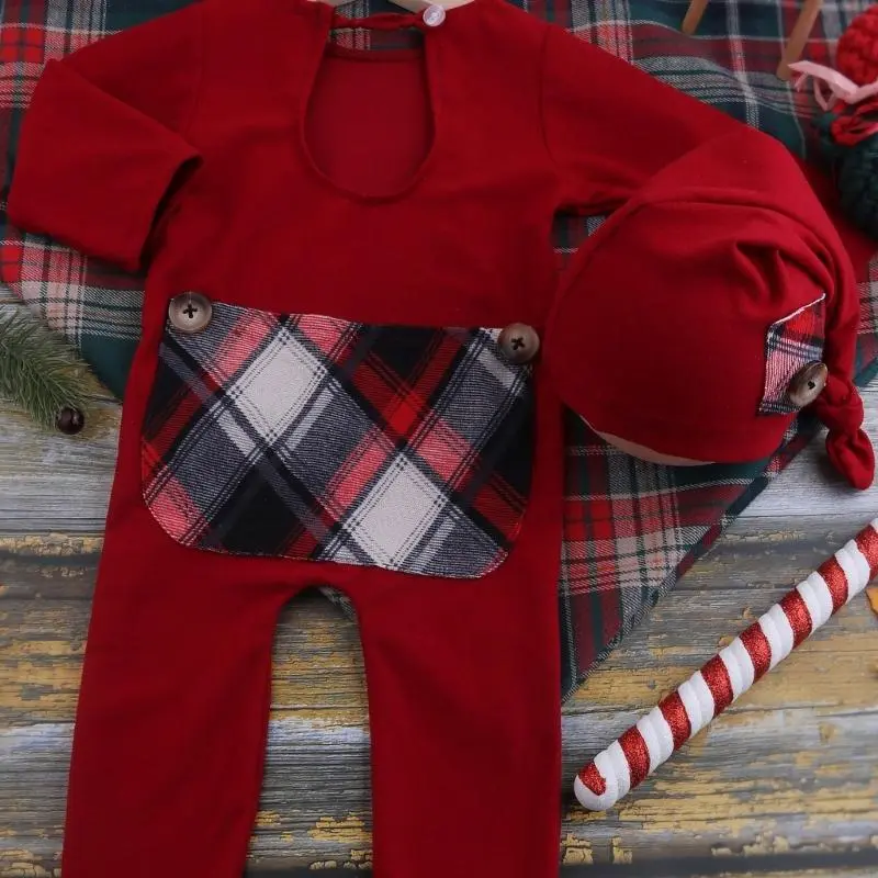 QX2D Newborn Jumpsuit Romper Long Sleeve Outfits Christmas Photography Clothing
