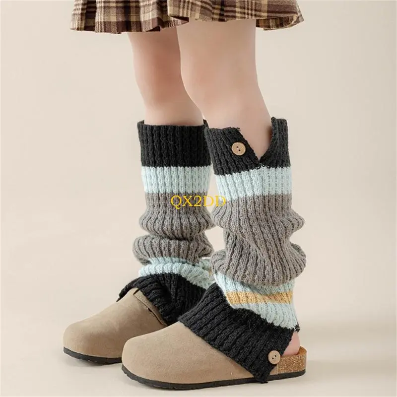 QX2D Crochet Stockings Fashion Retro Socks Knitted Leg Cover Autumn Winter Stockings