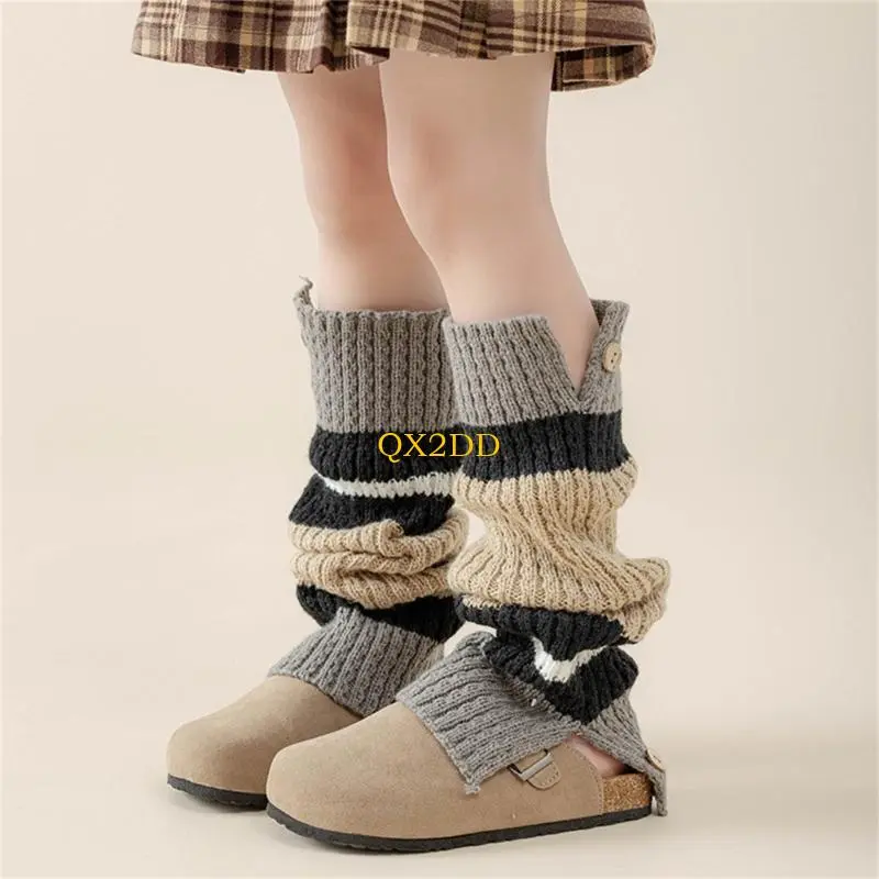 QX2D Crochet Stockings Fashion Retro Socks Knitted Leg Cover Autumn Winter Stockings