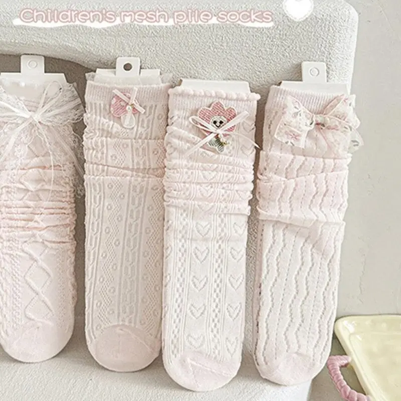 Children's Under Knee Socks with Fashionable Bowknot Detail Soft & Breathable