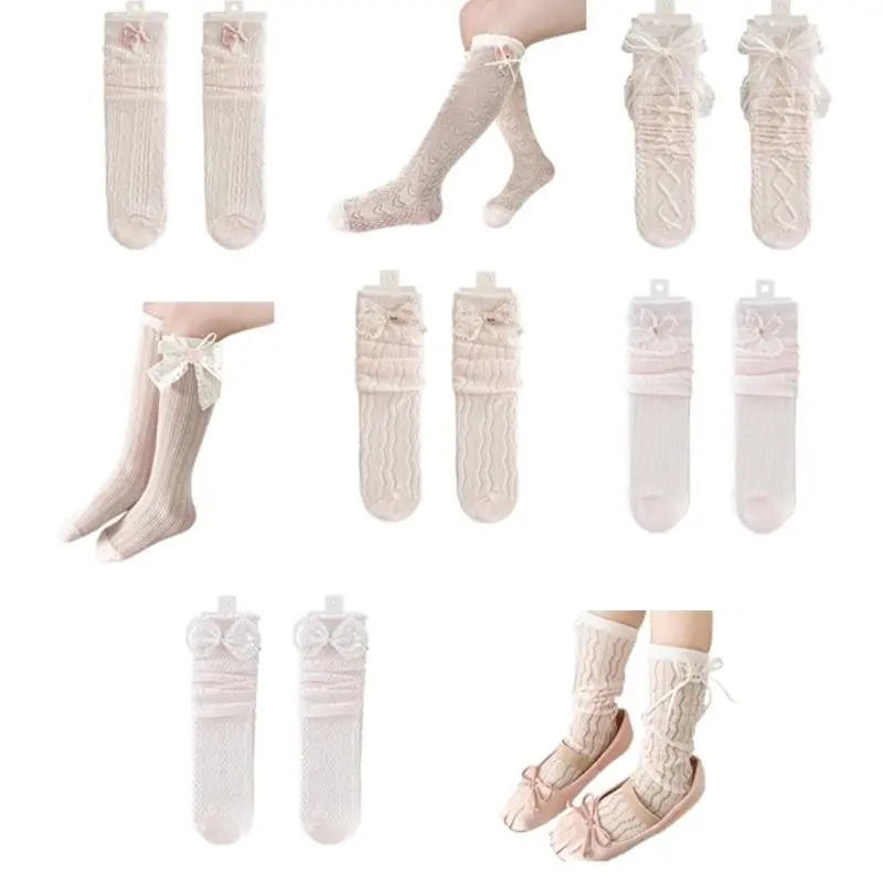Children's Under Knee Socks with Fashionable Bowknot Detail Soft & Breathable