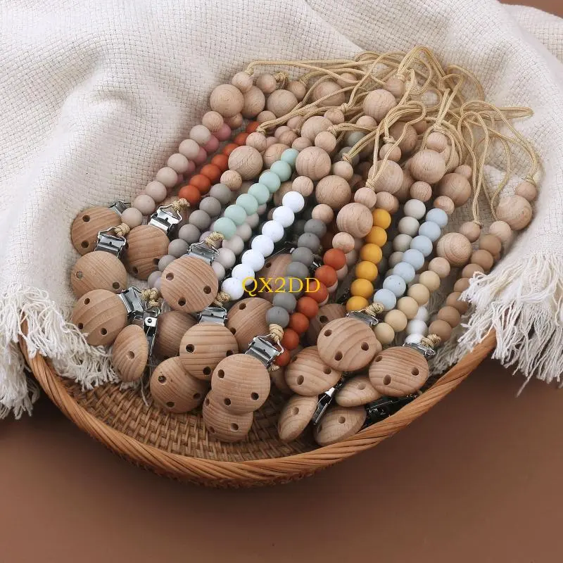 Baby Soother Clip Anti-drop Pacifier Chain Silicone Bead Nipple Hanging Holders