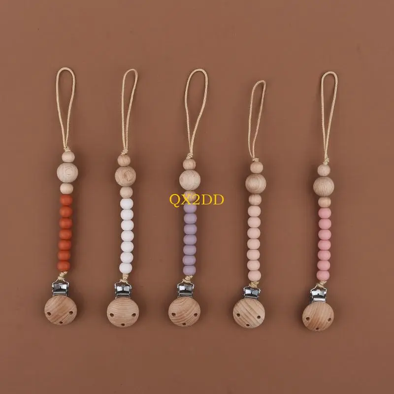 Baby Soother Clip Anti-drop Pacifier Chain Silicone Bead Nipple Hanging Holders