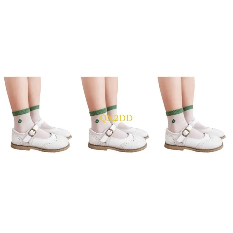 QX2D 3 Pair Fruit Printed Socks for Active Kids Calf Design Breathable Daily Wear
