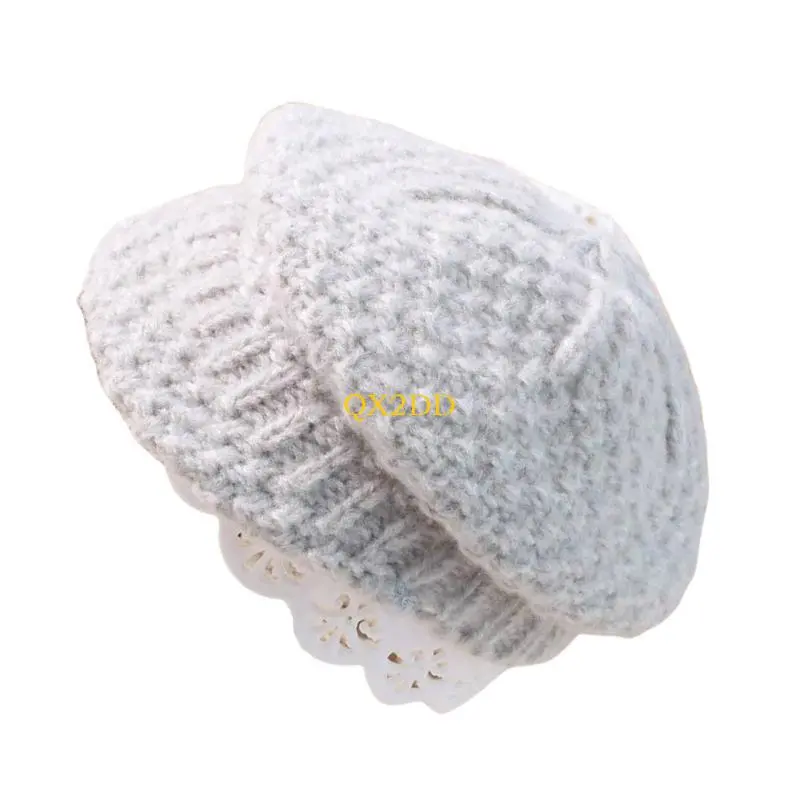 QX2D Baby Hat Knitted Bonnet Hat Props Autumn Winter Artist Painter Caps