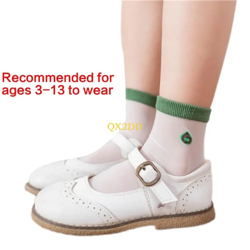 QX2D 3 Pair Fruit Printed Socks for Active Kids Calf Design Breathable Daily Wear