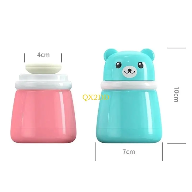 Gentle Baby Powder Dispenser Bear Shaped Box Plastic Case Puff For Newborns