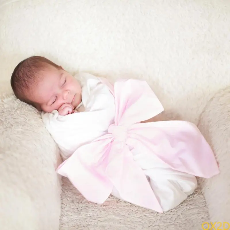 Baby Photography Props Newborn Bowknot Wraps Stretchy Knitted Wrap Solid Color