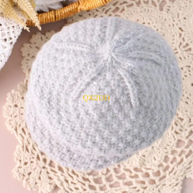 QX2D Baby Hat Knitted Bonnet Hat Props Autumn Winter Artist Painter Caps