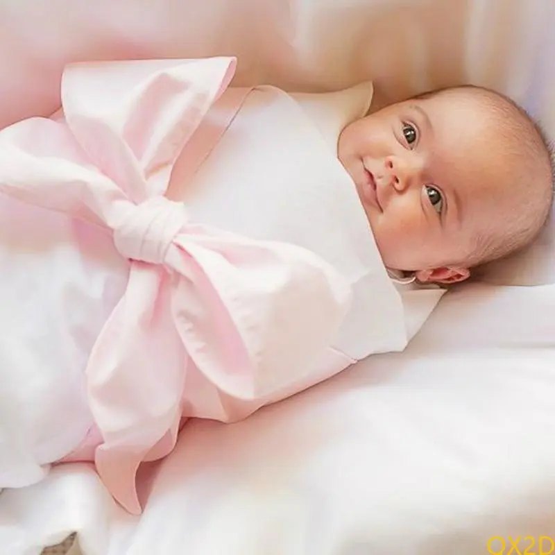 Baby Photography Props Newborn Bowknot Wraps Stretchy Knitted Wrap Solid Color