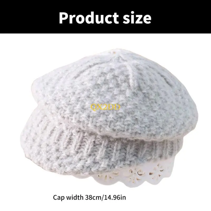 QX2D Baby Hat Knitted Bonnet Hat Props Autumn Winter Artist Painter Caps