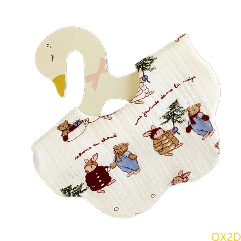 QX2D Newborn Teething Bib Soft Mouth Wipe Cloth Unisex Nursing Towel Drooling Bib