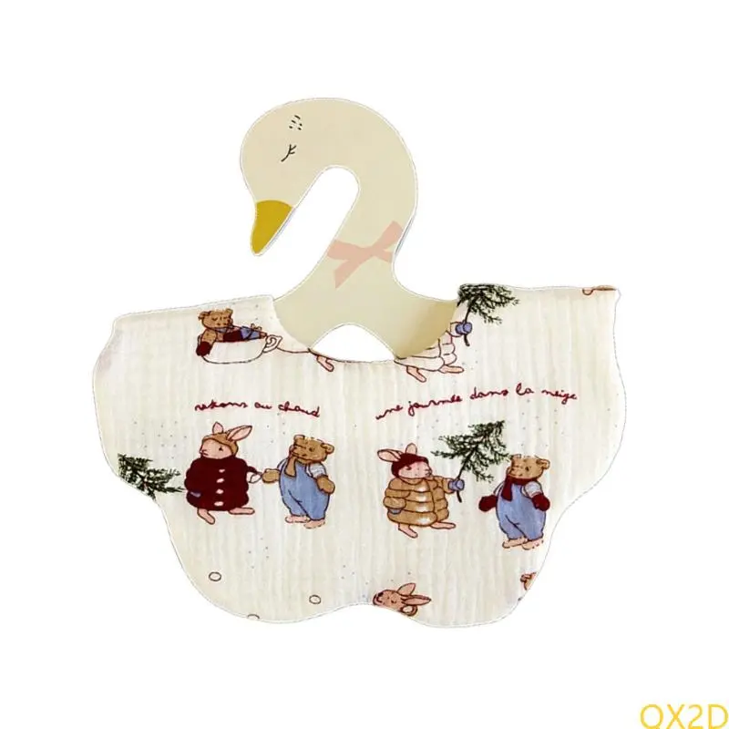 QX2D Newborn Teething Bib Soft Mouth Wipe Cloth Unisex Nursing Towel Drooling Bib