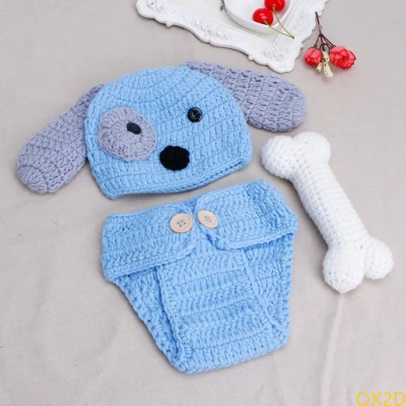 Lovely Babe Born Accesorios Picture Outfits Crochet Hat Shorts with Bone Boy / Girl Costume Hat Pants Set