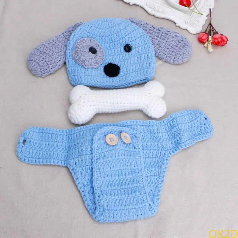 Lovely Babe Born Accesorios Picture Outfits Crochet Hat Shorts with Bone Boy / Girl Costume Hat Pants Set