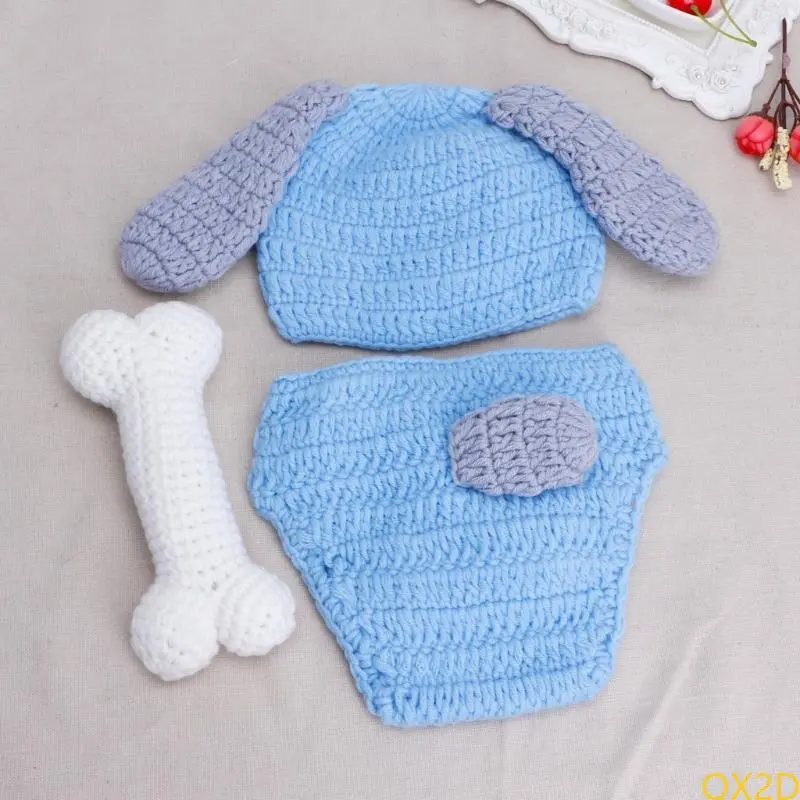 Lovely Babe Born Accesorios Picture Outfits Crochet Hat Shorts with Bone Boy / Girl Costume Hat Pants Set