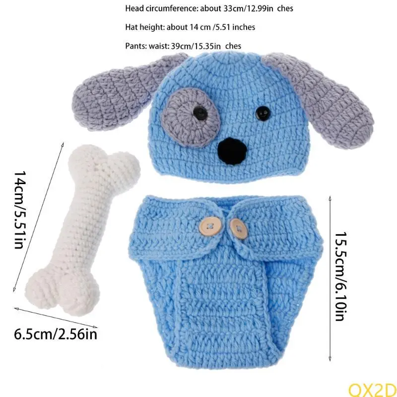 Lovely Babe Born Accesorios Picture Outfits Crochet Hat Shorts with Bone Boy / Girl Costume Hat Pants Set