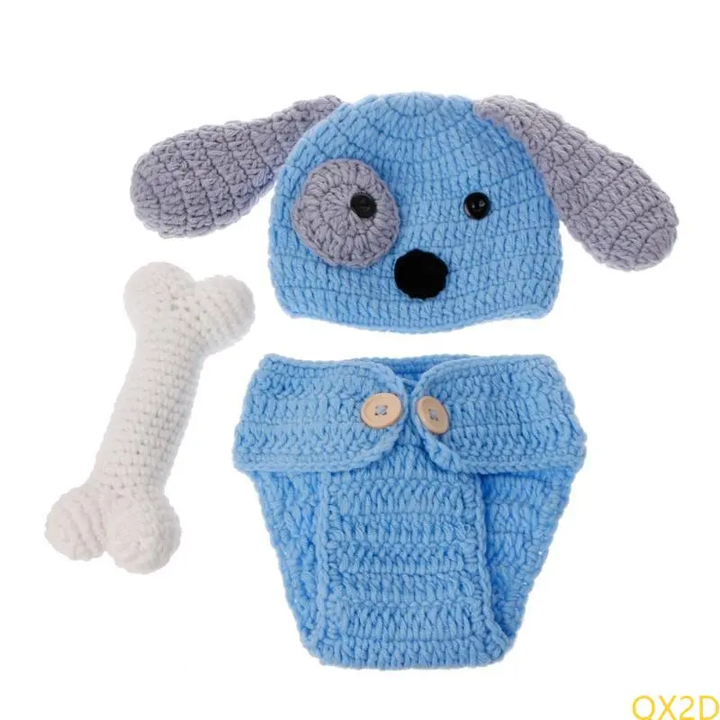 Lovely Babe Born Accesorios Picture Outfits Crochet Hat Shorts with Bone Boy / Girl Costume Hat Pants Set