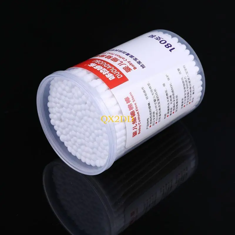 QX2D 180xDual-use Paper Cotton Swab Baby Clean Ear Mouth Ear Nose Belly Button