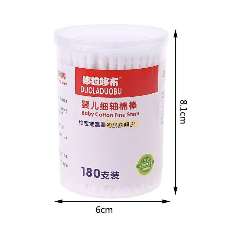 QX2D 180xDual-use Paper Cotton Swab Baby Clean Ear Mouth Ear Nose Belly Button