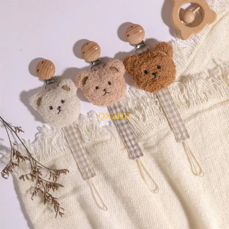 Bear Pattern Teether Pacifier Strap Baby Dummy Clip Soother Chain Pacifier Strap Teether Toy Newborn Pacifier Chain Clip