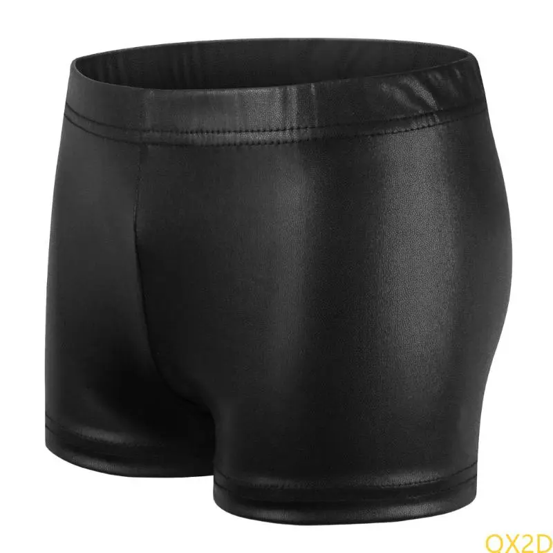 QX2D High Stretch Dance Leggings Short Bottoming Pants for Kids Gym Bronzing Shorts