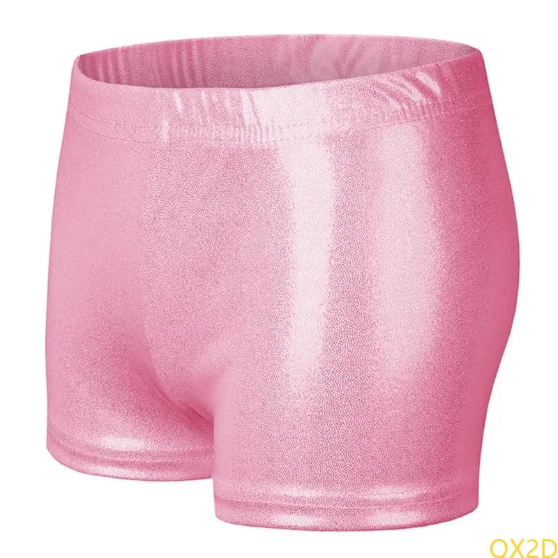 QX2D High Stretch Dance Leggings Short Bottoming Pants for Kids Gym Bronzing Shorts