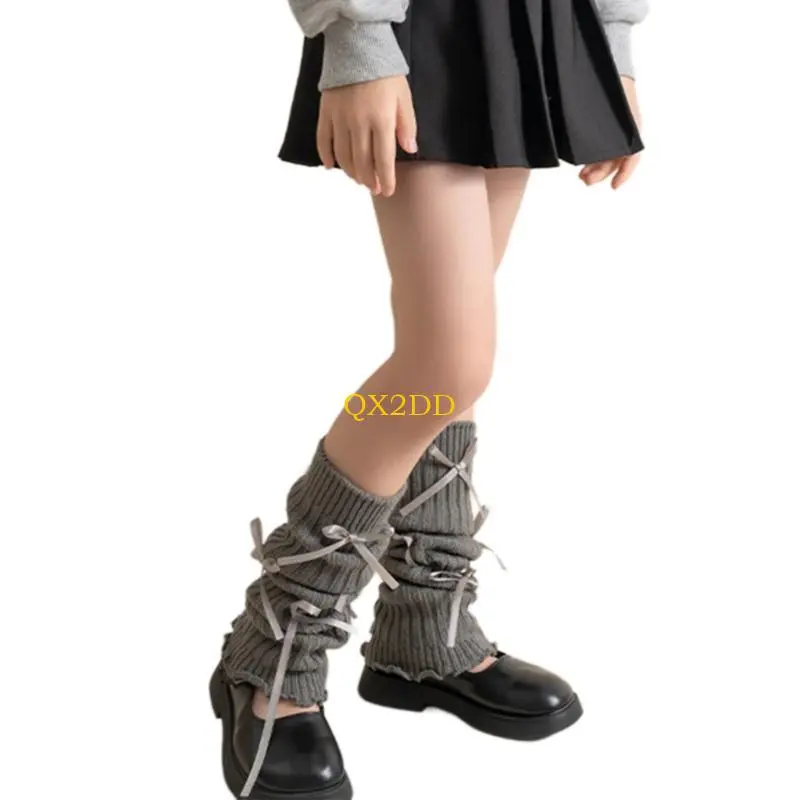 1 Pair Sock Sleeves Fashionable Butterfly Knot Girls Stackable Socks Comfortable Leg Cover for Daily Wear and Parties