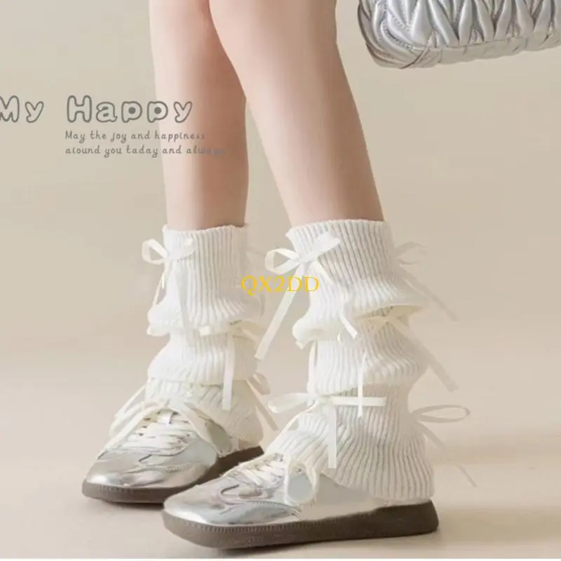1 Pair Sock Sleeves Fashionable Butterfly Knot Girls Stackable Socks Comfortable Leg Cover for Daily Wear and Parties