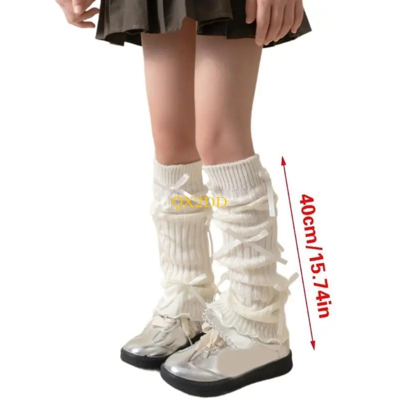 1 Pair Sock Sleeves Fashionable Butterfly Knot Girls Stackable Socks Comfortable Leg Cover for Daily Wear and Parties