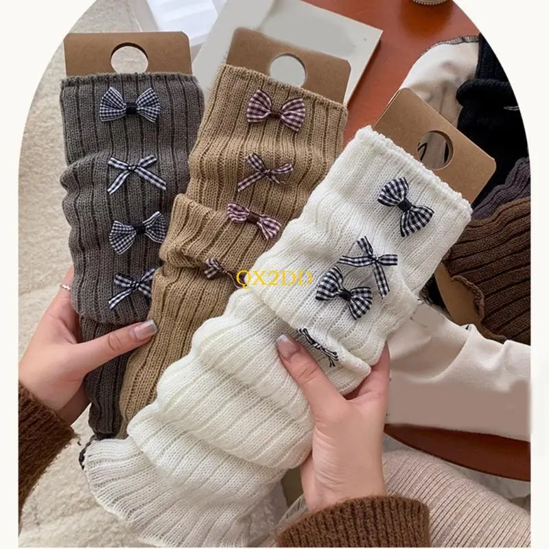 Fashionable Sweet Sock Sleeves Knee Length Leg Warmers Bowknot Decors for Kids