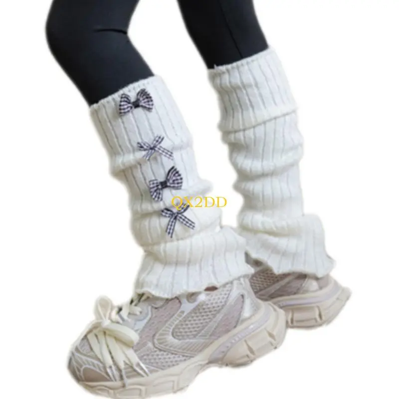 Fashionable Sweet Sock Sleeves Knee Length Leg Warmers Bowknot Decors for Kids