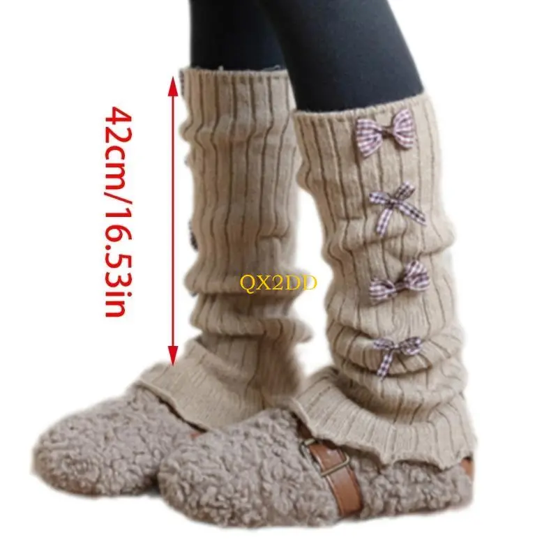 Fashionable Sweet Sock Sleeves Knee Length Leg Warmers Bowknot Decors for Kids