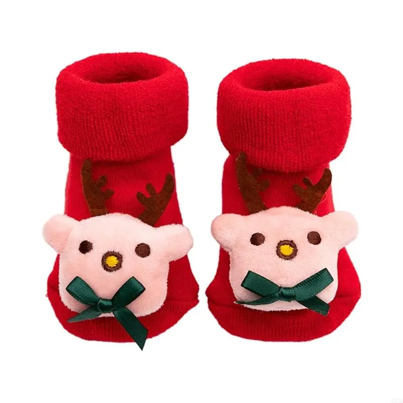 Anti-Skid Baby Christmas Socks Newborns Infant Short Socks Unisex Warm Thick Walking Floors Cotton Socks Birthday Gift