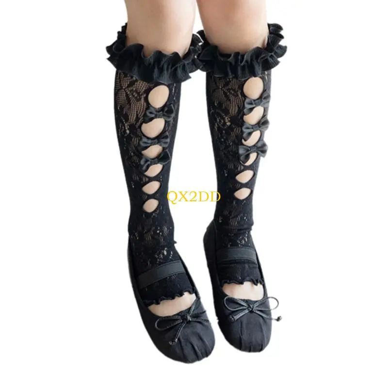 Girls Cotton Leg Warmer Lace Bowknot Design Breathable Stretchy for Daily Wear