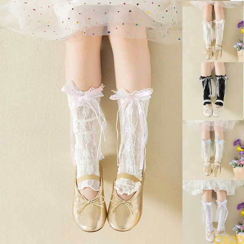 QX2D Stretchable Childrens Leg Coverings Breathable Fabric In Tube Socks for Spring Summer Outfits Easily Matching