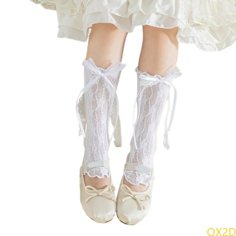 QX2D Stretchable Childrens Leg Coverings Breathable Fabric In Tube Socks for Spring Summer Outfits Easily Matching