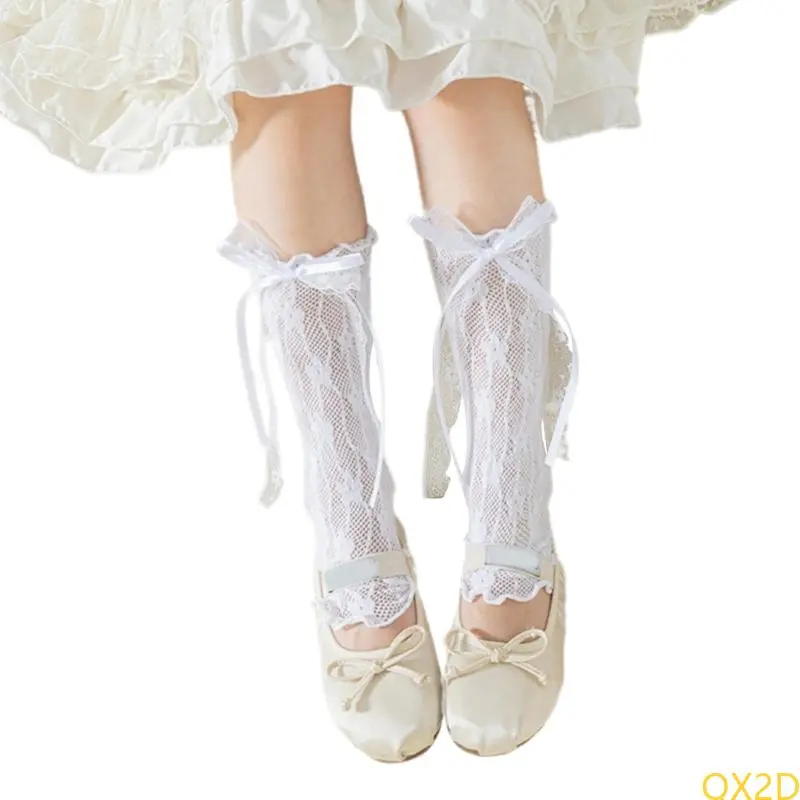QX2D Stretchable Childrens Leg Coverings Breathable Fabric In Tube Socks for Spring Summer Outfits Easily Matching