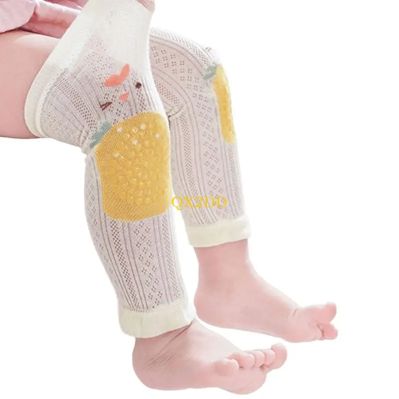 QX2D Cartoon Knee Pads Children's Leg Sleeves Flexible Fabric Nonslip Dot Pattern Leg Cover For Summer Activity