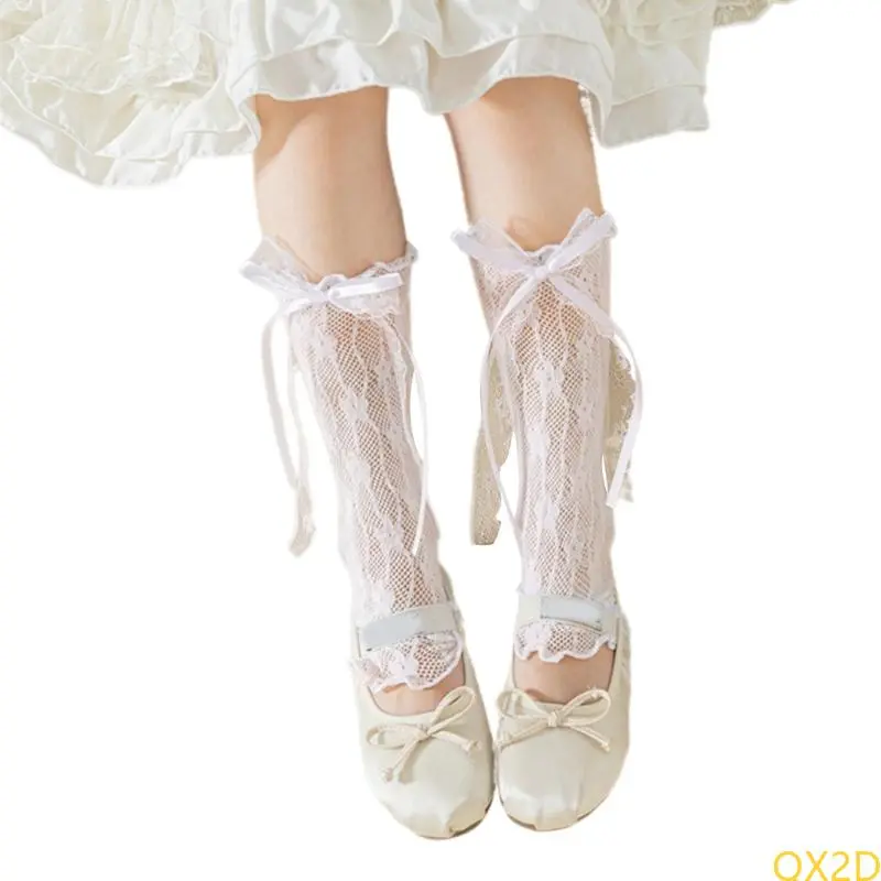 QX2D Stretchable Childrens Leg Coverings Breathable Fabric In Tube Socks for Spring Summer Outfits Easily Matching