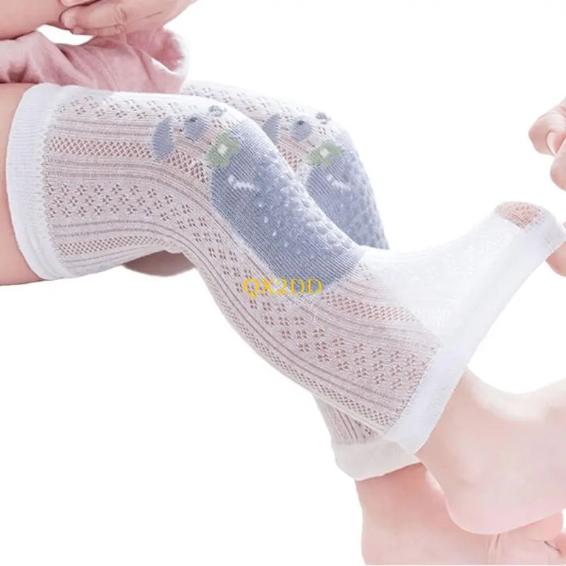 QX2D Cartoon Knee Pads Children's Leg Sleeves Flexible Fabric Nonslip Dot Pattern Leg Cover For Summer Activity