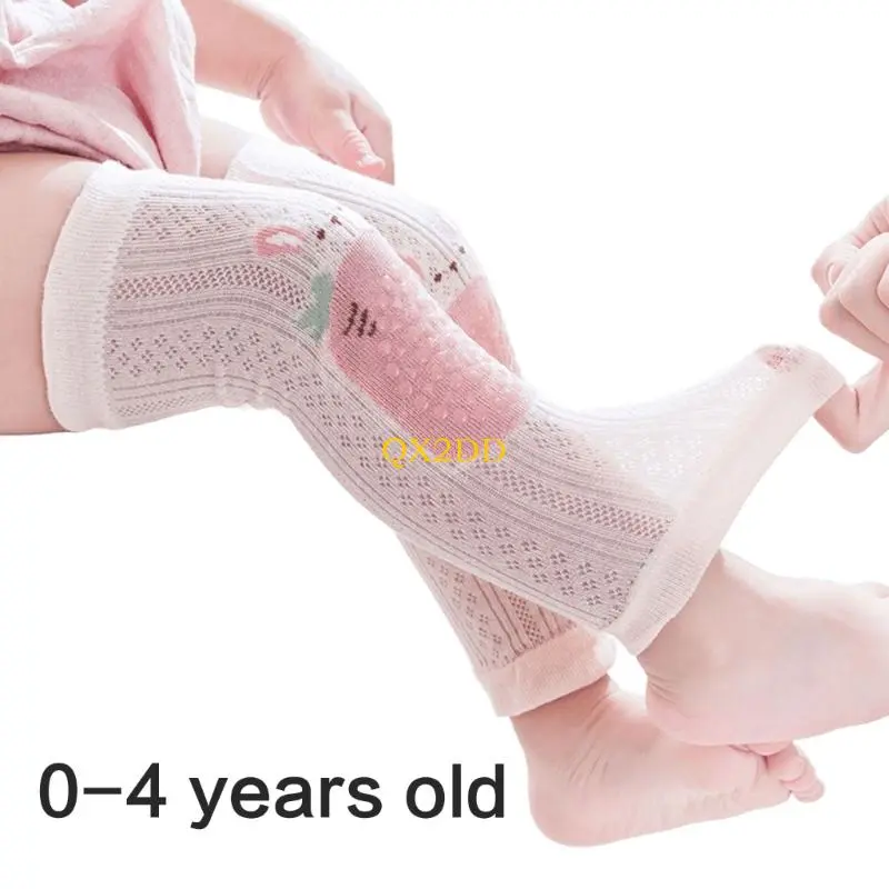QX2D Cartoon Knee Pads Children's Leg Sleeves Flexible Fabric Nonslip Dot Pattern Leg Cover For Summer Activity