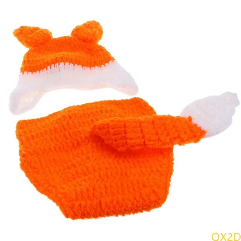 Tangerine Knit Outfits for Baby Boys Girls Photography Outfits Ear Eye