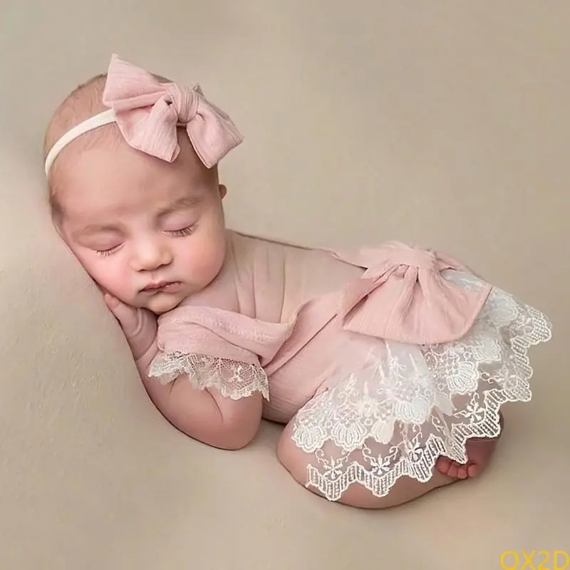 Photo Clothes Photography Costume Bowknot Headband and Romper for Infant