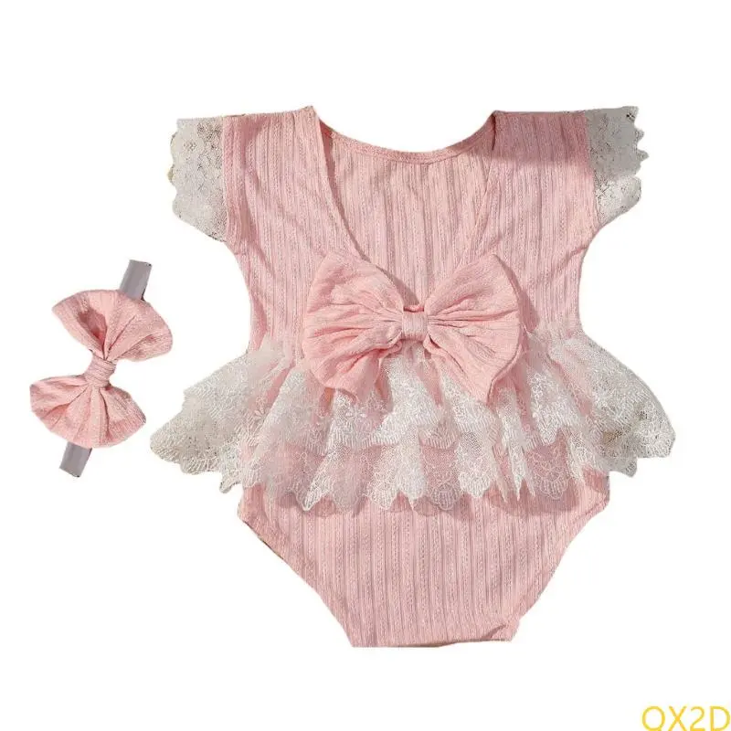 Photo Clothes Photography Costume Bowknot Headband and Romper for Infant